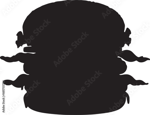 Silhouette of a delicious stacked hamburger ready to be enjoyed with fresh ingredients and a toasted bun great for takeout menus and restaurant promotions