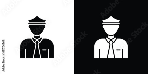 Police icons, simple illustration graphic doodle black design
