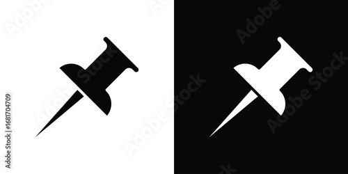 Push pin icons, simple illustration graphic doodle black design