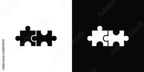 Puzzle piece icons, simple illustration graphic doodle black design