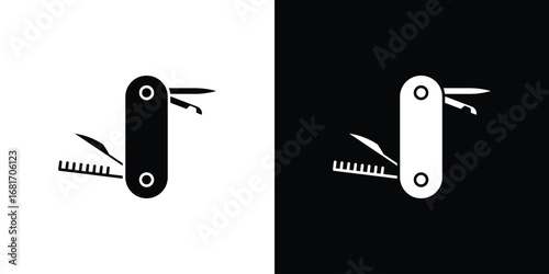 Swiss Knife icons, simple illustration graphic doodle black design