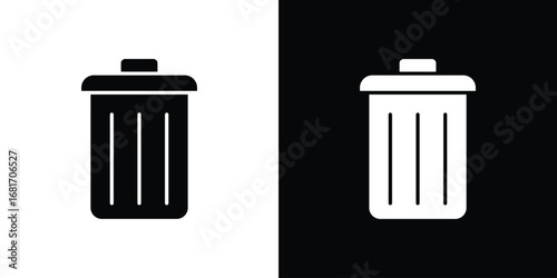 Trash Bin icons, simple illustration graphic doodle black design