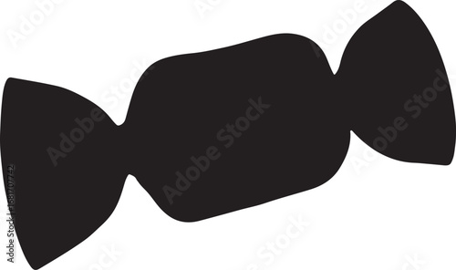 Monochrome Candy Silhouette Wrapped Sweet Treat Icon Design for Festive Celebrations and Holiday Themed Illustrations and Graphic Designs with Minimalist Approach