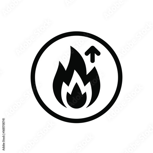 Enhancing Performance Fire Icon Increase Symbol Circle Emblem Demonstrating Progress and Development