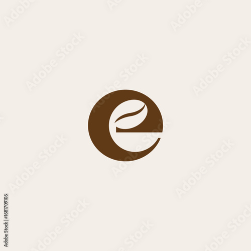 e coffee logo. vector design of letter E and coffee beans for icon,symbol or logo