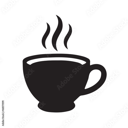 Coffee silhouette black and white vector icon