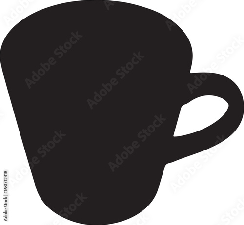 Minimalist Black Coffee Mug Silhouette Design Perfect for Branding and Beverage Related Content Featuring a Modern Cup with Handle Ideal for Cafe or Restaurant Marketing