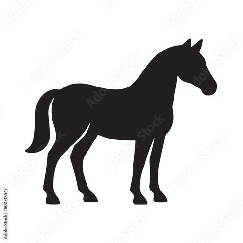 Horse silhouette black and white vector icon