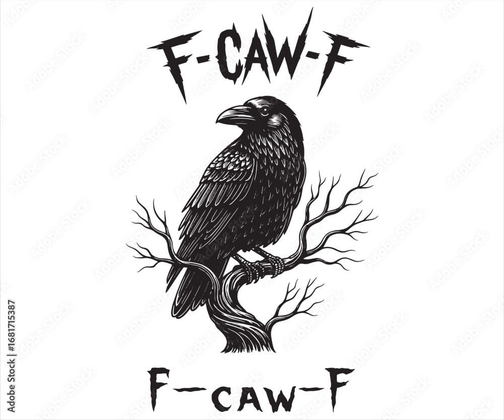 Fototapeta premium F-Caw-F – Funny Crow Halloween Pun Design