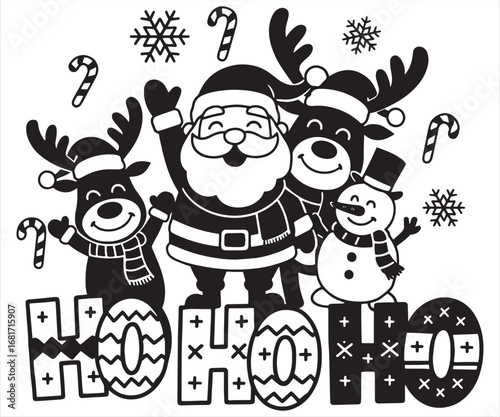 Ho Ho Ho – Classic Santa and Reindeer Funny Christmas Design