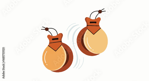 Traditional Spanish Castanets Illustration for National Day Celebrations. Cultural Music Instrument Asset for Fiesta and Folkloric Events.