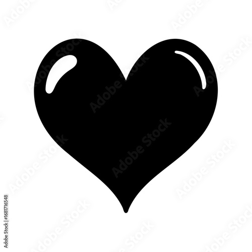 Black heart illustration against white background suggesting love and romance symbolism