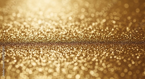 Golden glitter texture sparkling with bokeh lights background.