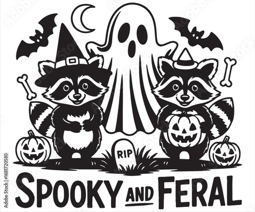 Spooky and Feral – Ghost with Black Cats