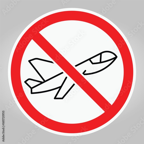 Prohibited Aircraft Symbol Signage for Travel Restrictions and Regulations