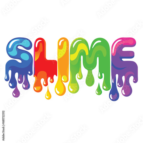 Colorful dripping letters forming the word slime blue