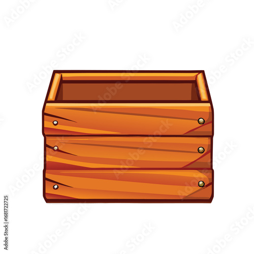 Wooden crate with metal rivets and orange wood grain container storage