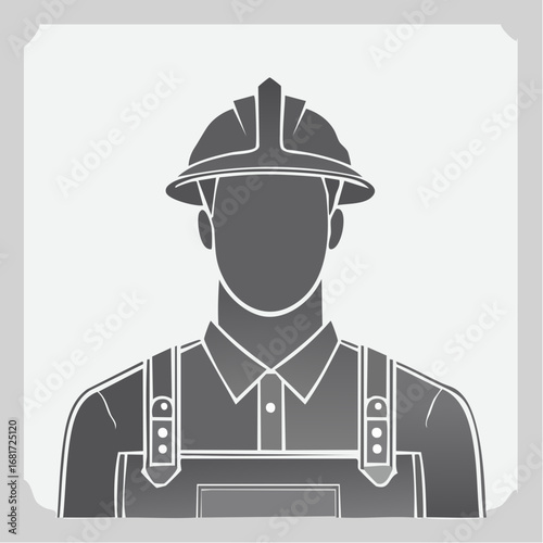 Illustration of a construction worker wearing a safety helmet and uniform
