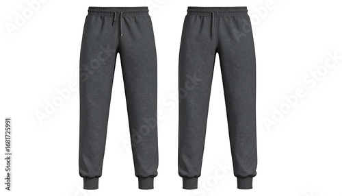 Isolated display of front-facing charcoal grey jogger pants on white background