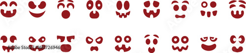 Disturbing scary face silhouette with spooky eyes isolated on transparent background