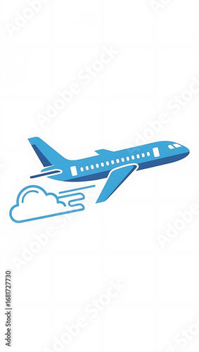 Wallpaper Mural Blue airplane flying through clouds travel and transport concept Torontodigital.ca