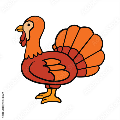 Thanksgiving turkey Hand Drawn Cartoon Illustration