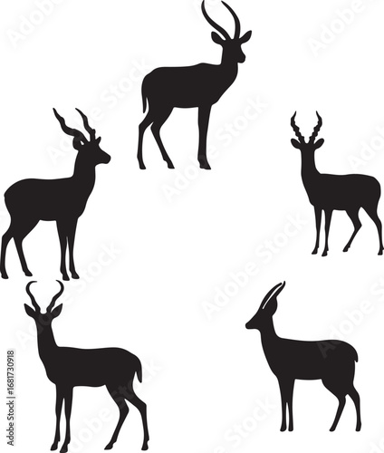 Silhouette of five deer in a circle arrangement symbolizing nature and wildlife
