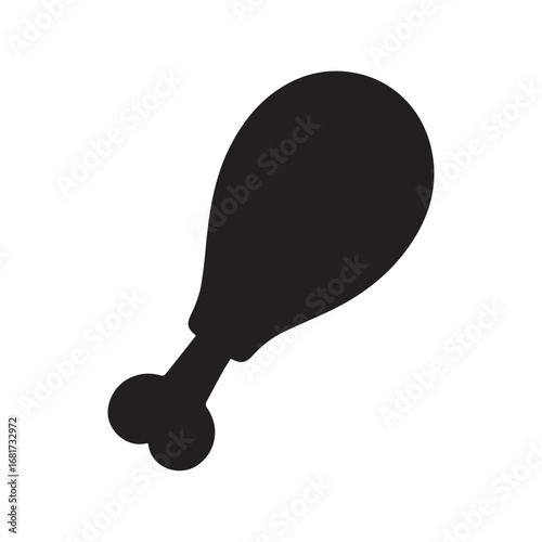 Chicken Leg silhouette black and white vector icon