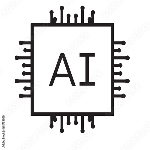 AI Chip Icon, artificial intelligence, chip, technology, outline, processor, 