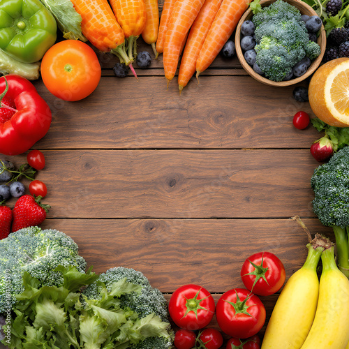 fresh vegetables on wooden background