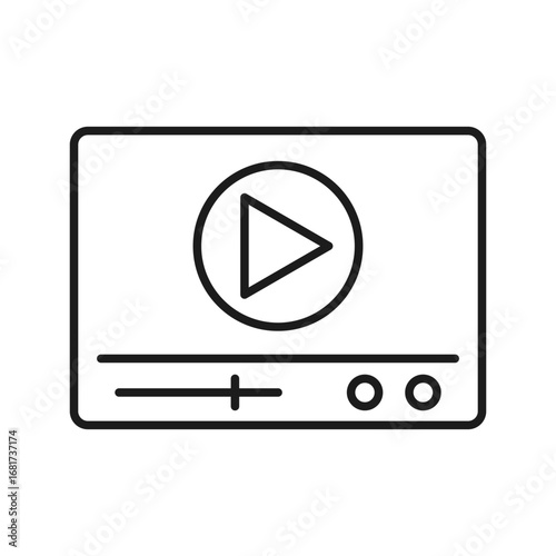 Free Download media video player line vector icon - GFXLoad