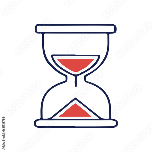 Vector illustration of an hourglass with falling sand, a symbol of time and a countdown