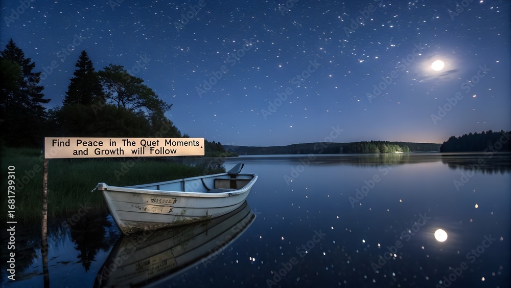 Fototapeta premium Find Peace and Growth with Nature on a Starry Night.