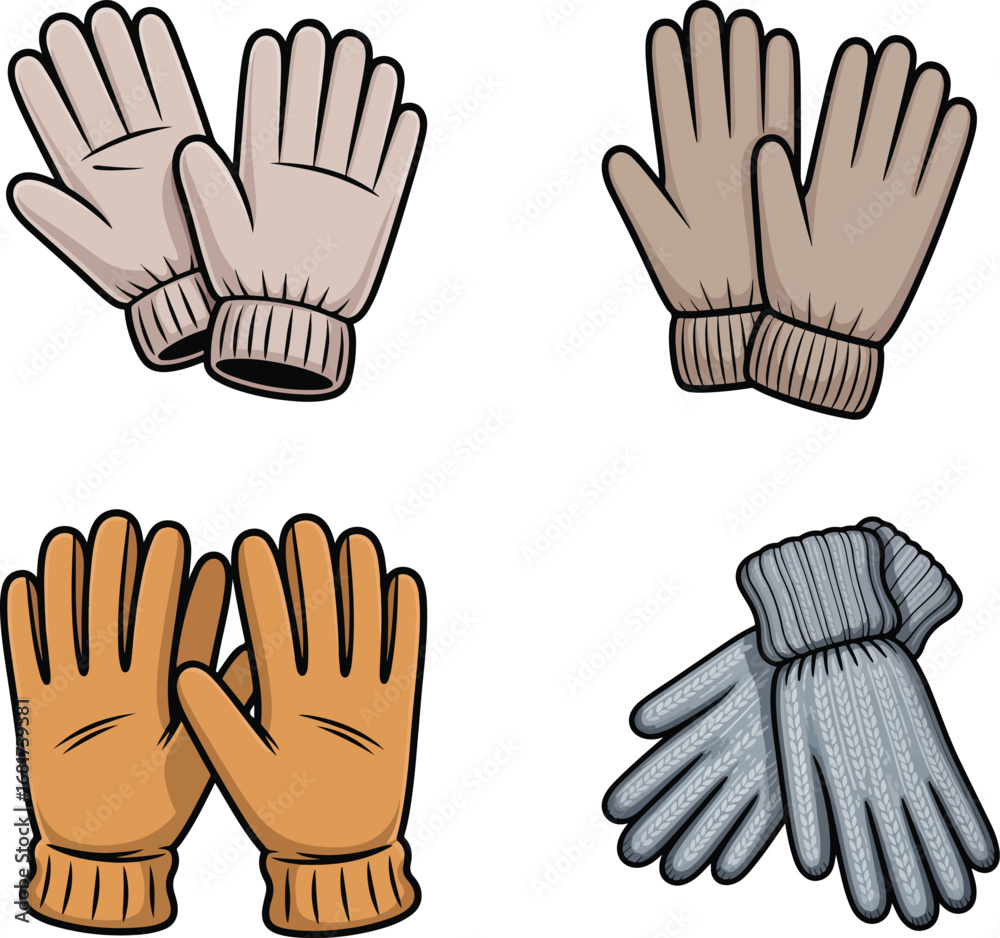 Obraz premium Winter hand glove vector illustrations
