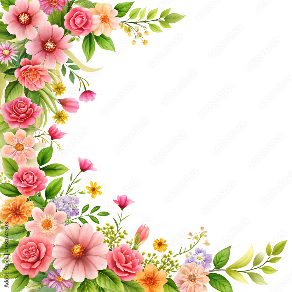 Fototapeta premium Beautiful floral arrangement with pink and orange flowers isolated on transparent background
