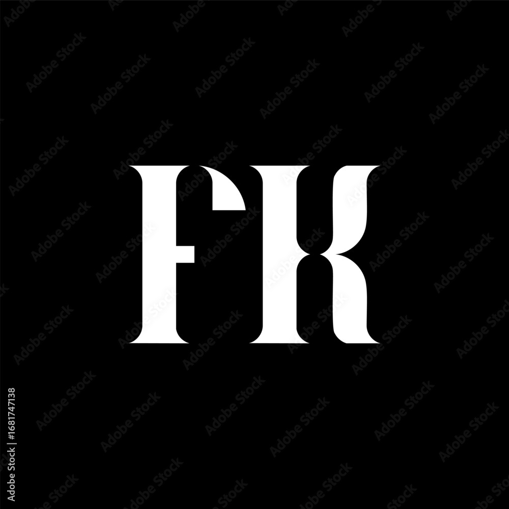FK F K letter logo design. Initial letter FK uppercase monogram logo white color. FK logo, F K design. FK, F K