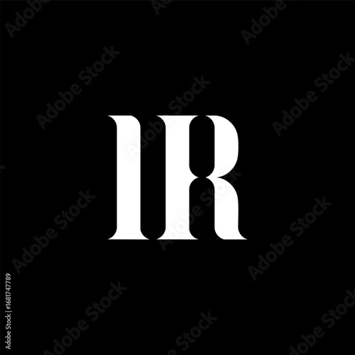 IR I R letter logo design. Initial letter IR uppercase monogram logo white color. IR logo, I R design. IR, I R
