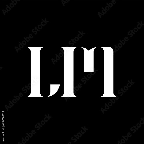 LM L M letter logo design. Initial letter LM uppercase monogram logo white color. LM logo, L M design. LM, L M