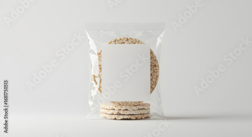 Rice cakes packaging mockup, minimal design, white background without writing