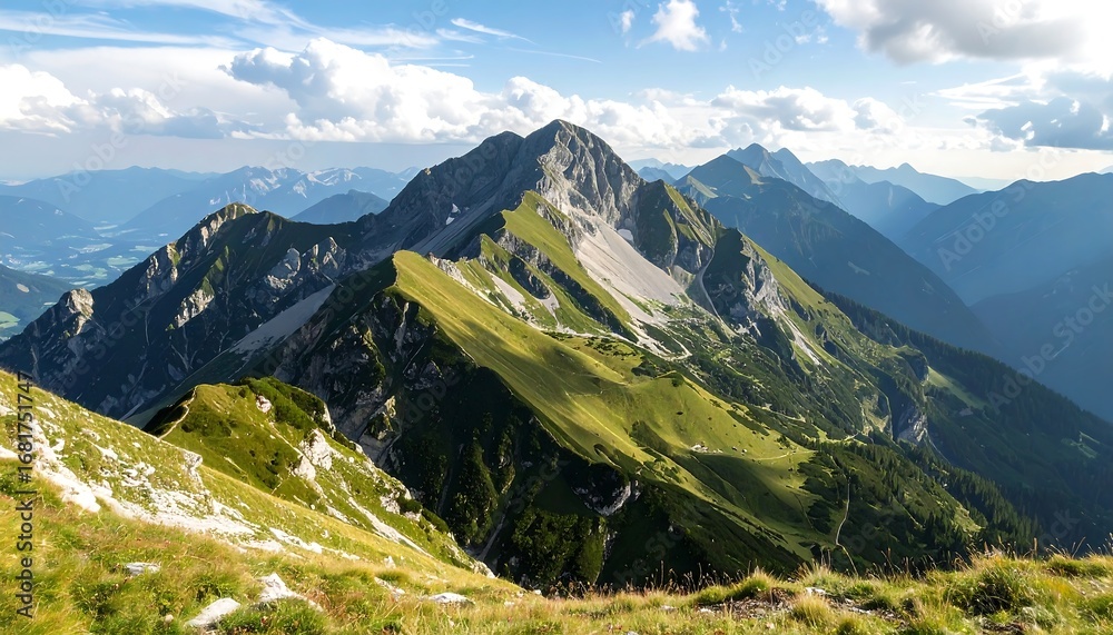 Fototapeta premium Alpine mountain range panorama