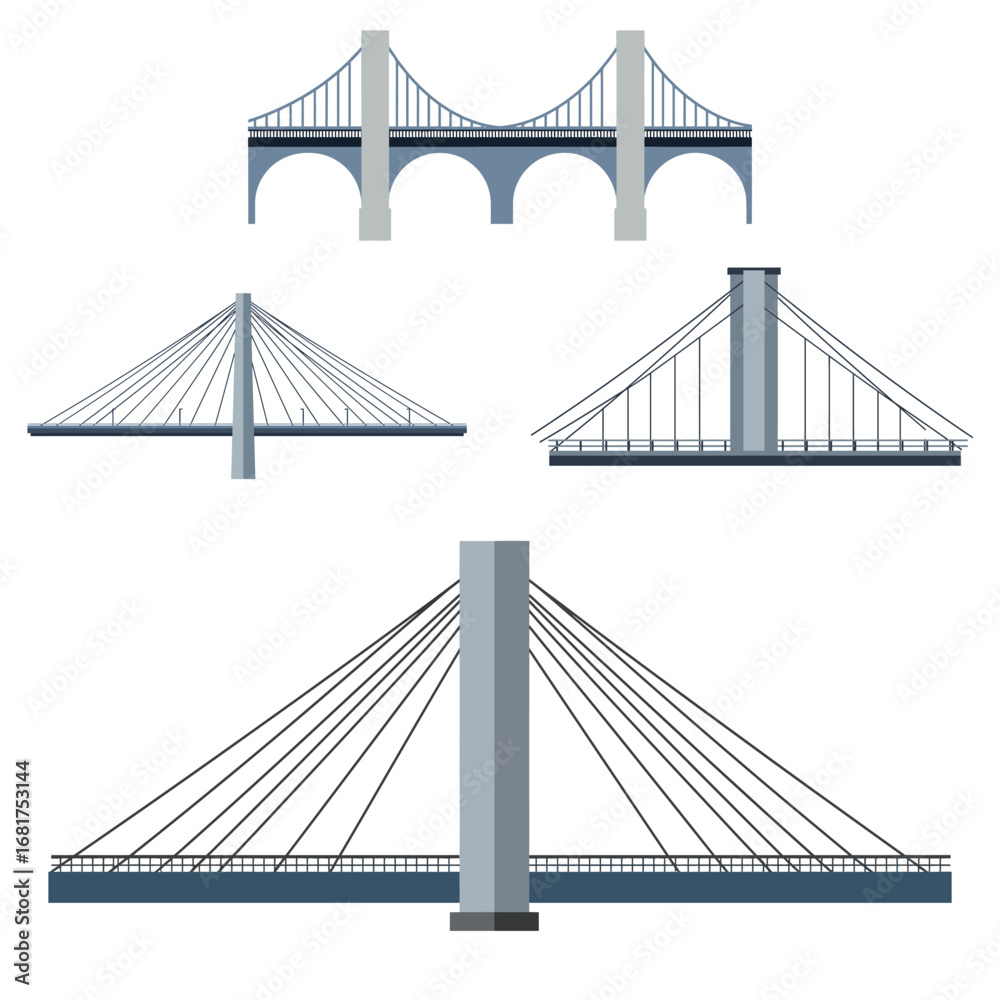 Naklejka premium Bridge illustration collection