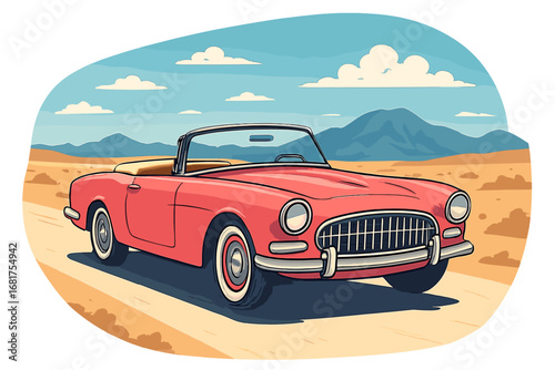 A pink convertible doll car isolated on a pink background