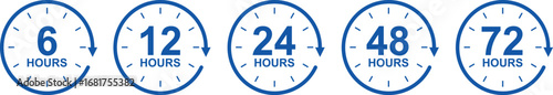 6, 12, 24, 48, 72 Hours Delivery Icons | Fast Shipping Guarantee Badges for E-commerce and Service Providers