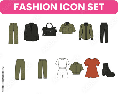 Trendy Fashion Outfit Line Icon Vector