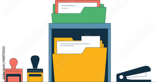 Office supplies organization filing cabinet documents paperwork