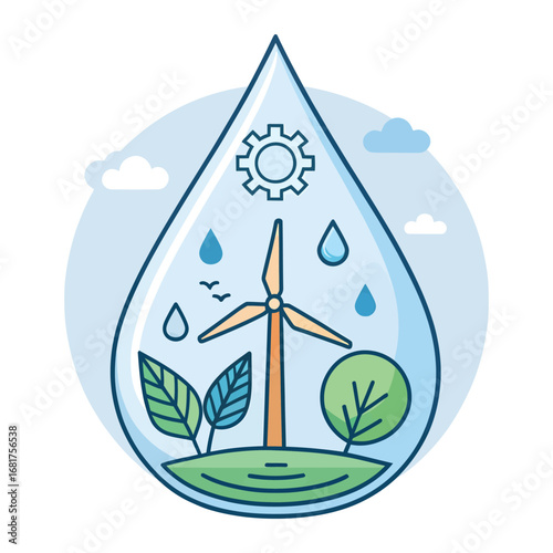 Clean energy and water conservation symbolizing environmental sustainability and renewable resources vector