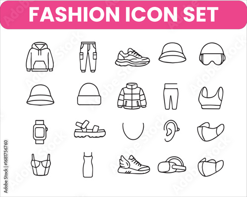 Editable Fashion Icon Vector Set