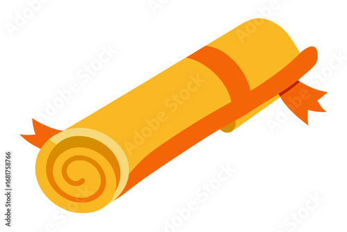 Golden scroll with orange ribbon