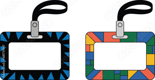 Id card design template blank name tag badge vector illustration