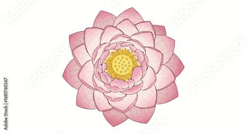 Pink Lotus Flower Illustration for Navaratri Festival, Spiritual Meditation, and Hindu Culture. Sacred Water Lily Symbol Vector Art.